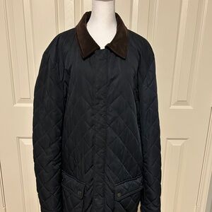 Lauren Ralph Lauren Black Quilted Brown Collar Barn Jacket for Men Size L Winter